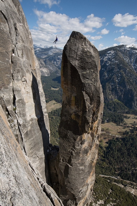 Reini Kleindl auf der Highline, Yosemite